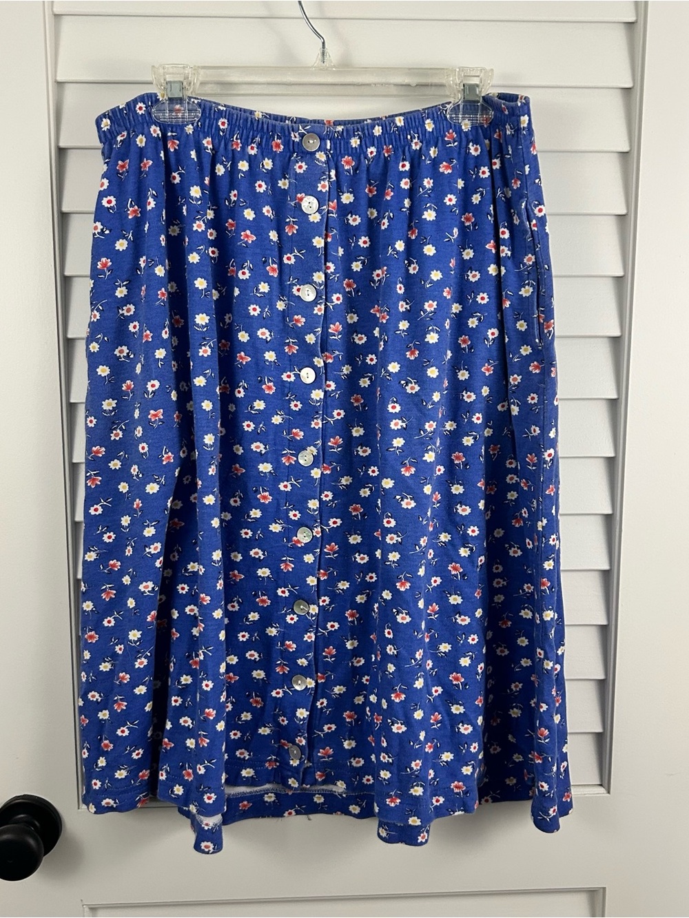 Vintage Cotton Floral Midi Skirt Large